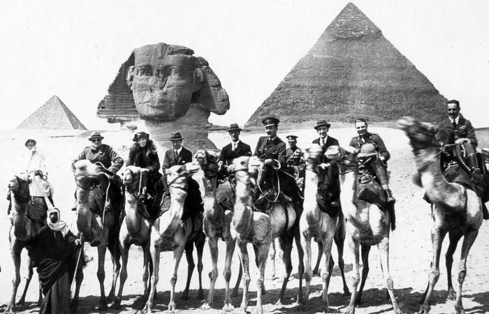 western riders on camels, circa 1905